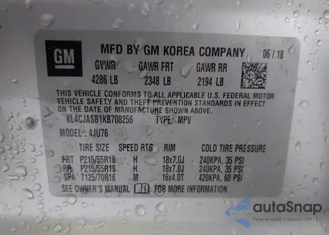 2019 Buick Encore Fwd Preferred z USA, uszkodzony, nr VIN KL4CJASB1KB708256